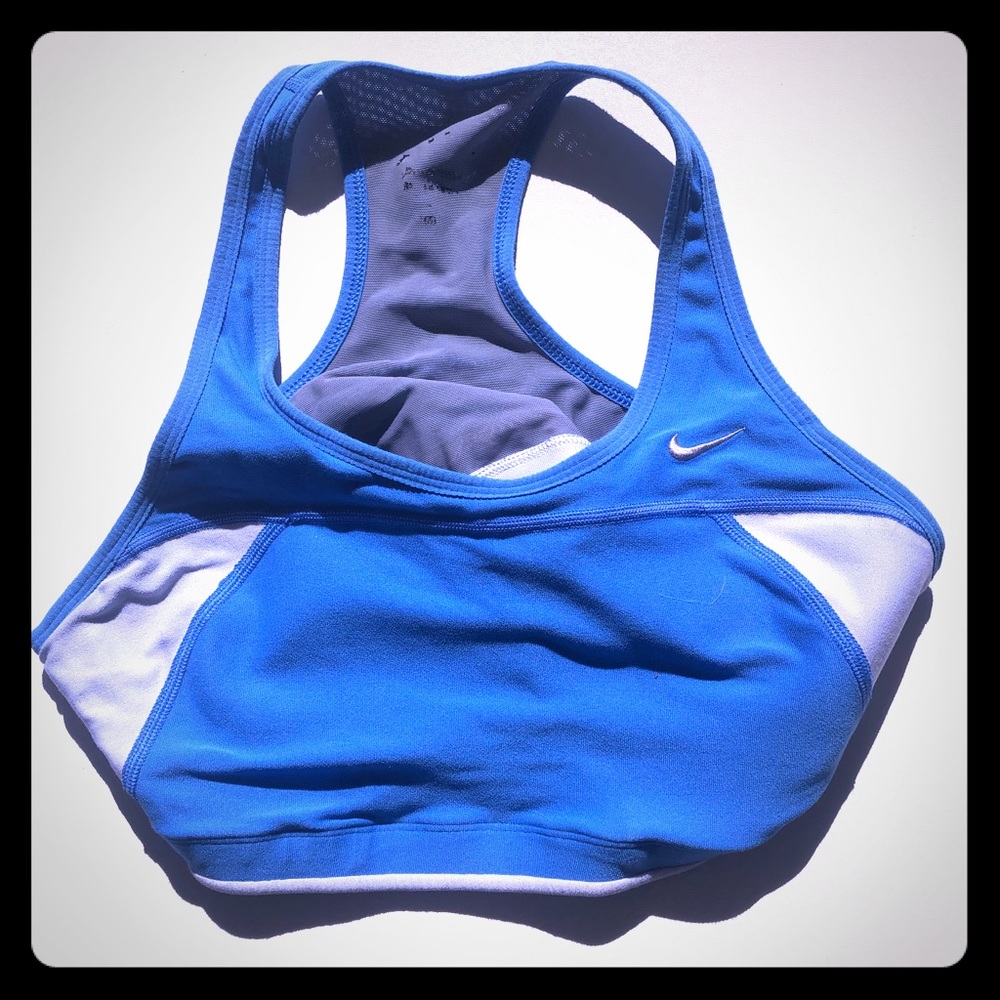 Nike Dri Fit Training Bra Top Blue White